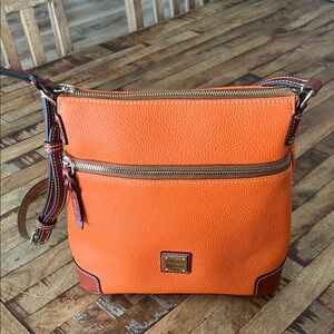 Dooney & Bourke Italian Pebble Grain Leather Coral Orange Crossbody Bag